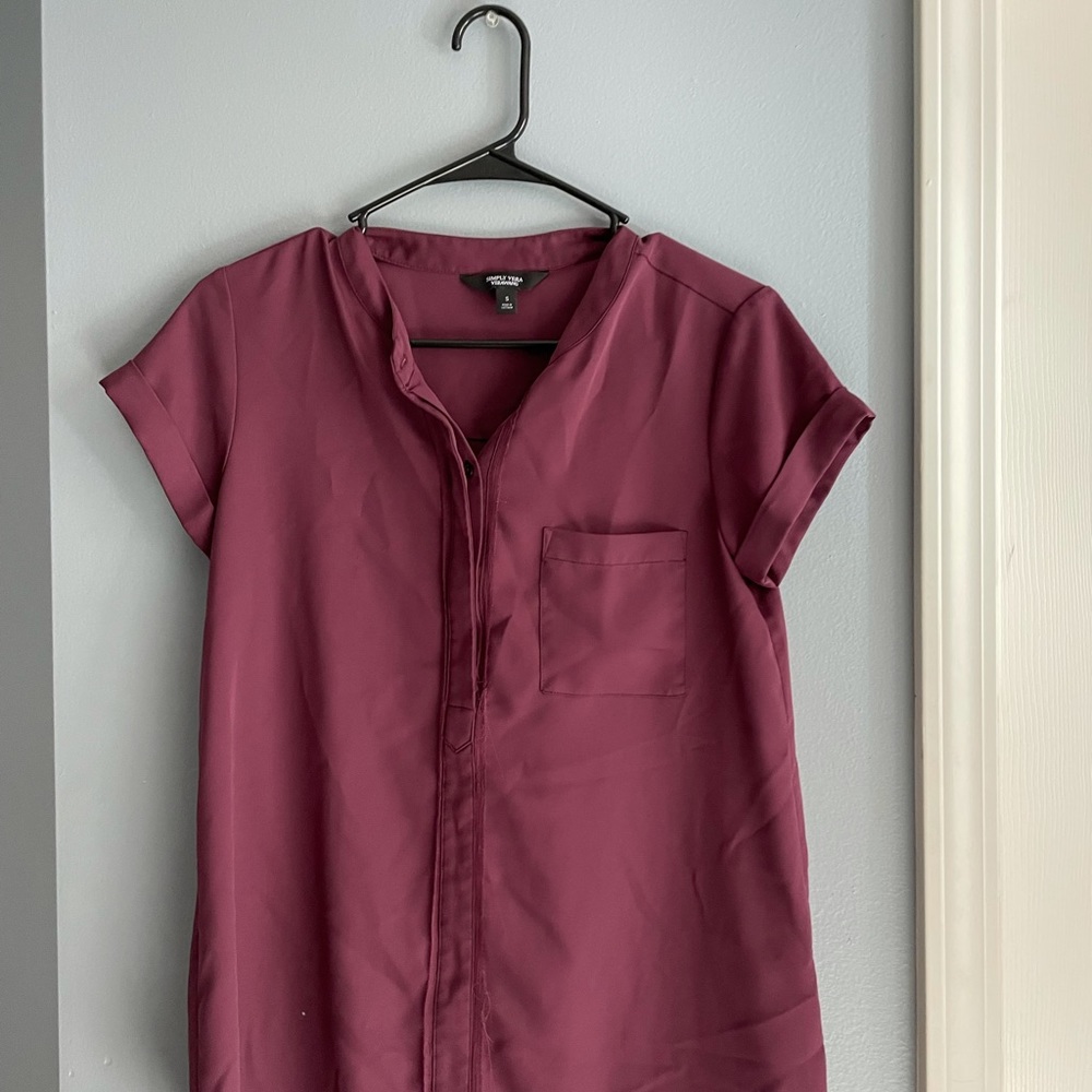 VERWANG maroon breathable business casual tee